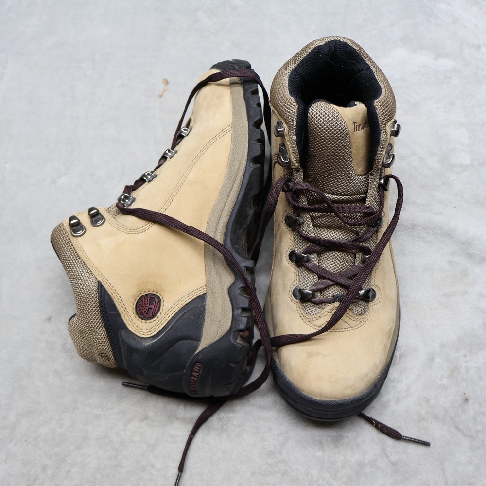 Timberland Women 8.5M Hiking Boots Beige ACT Leather Active Trekking Trail 87629